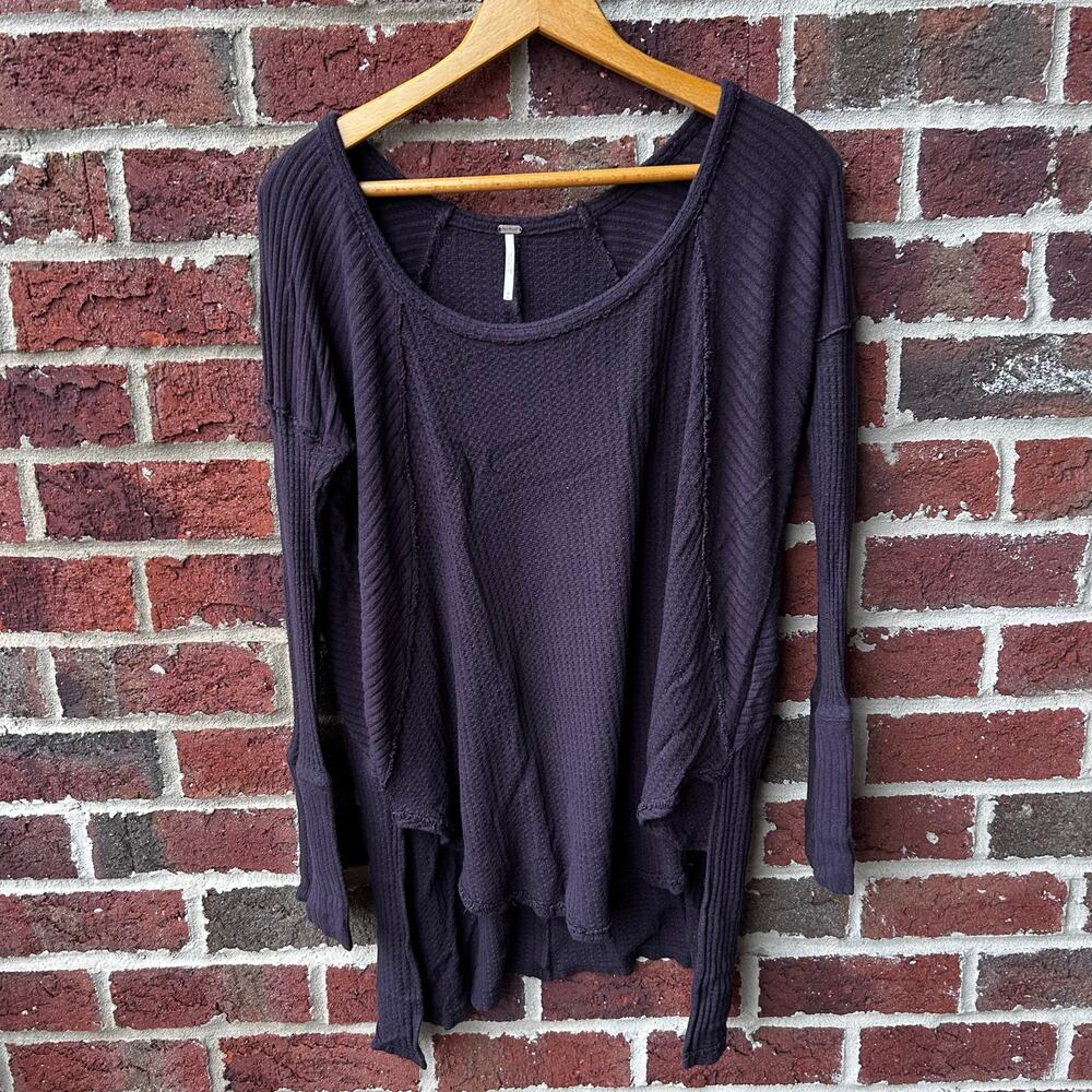 Free People Ventura Thermal Top Navy Blue Size M